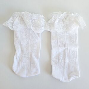 NEVER WORN Dolls Kill Adore Me Heart Pointelle White Lace Ruffle Ankle Socks